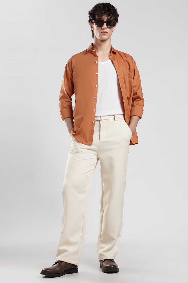 Orange full sleeve cotton shirt