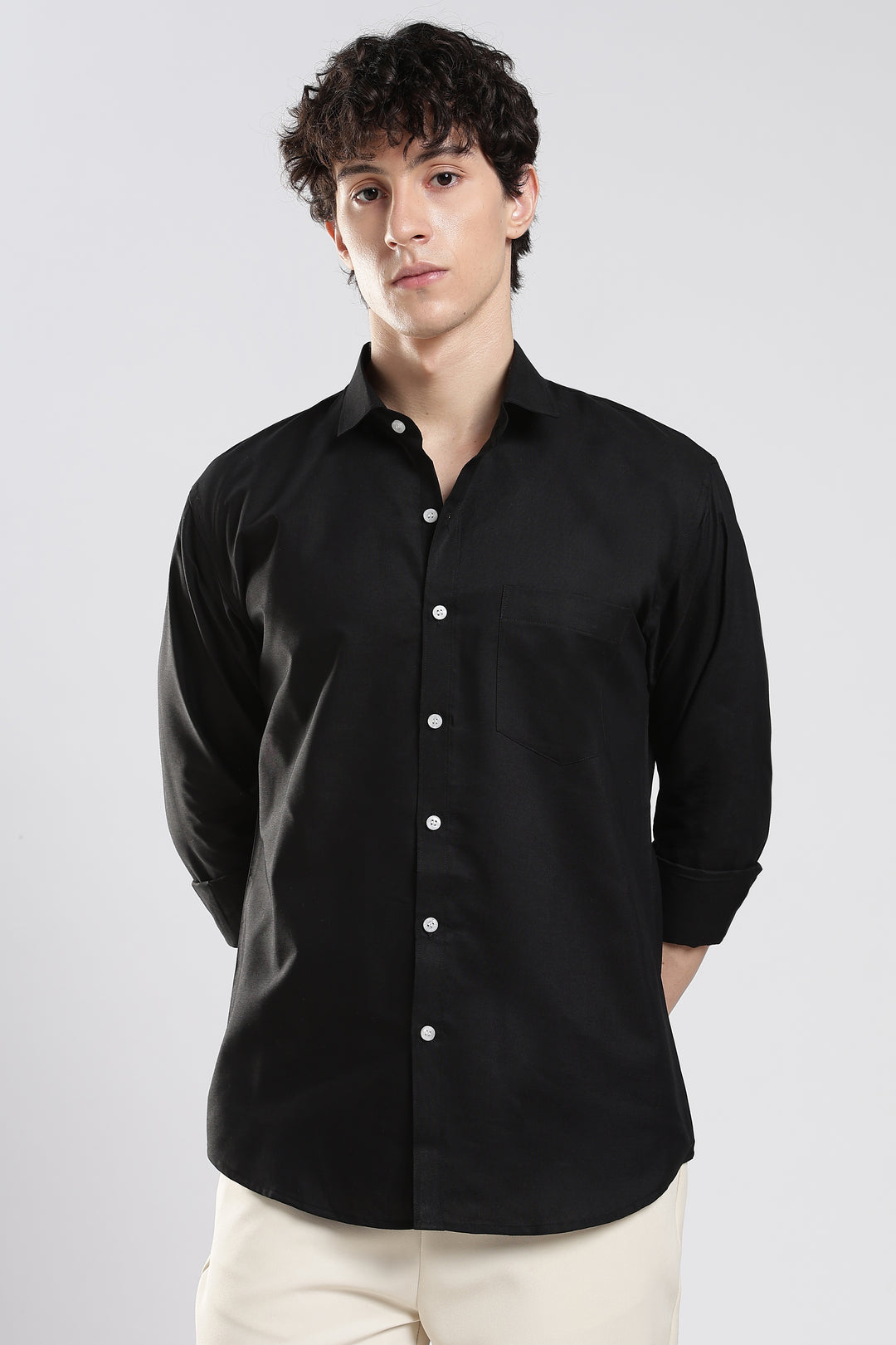 Black full sleeve cotton shirt