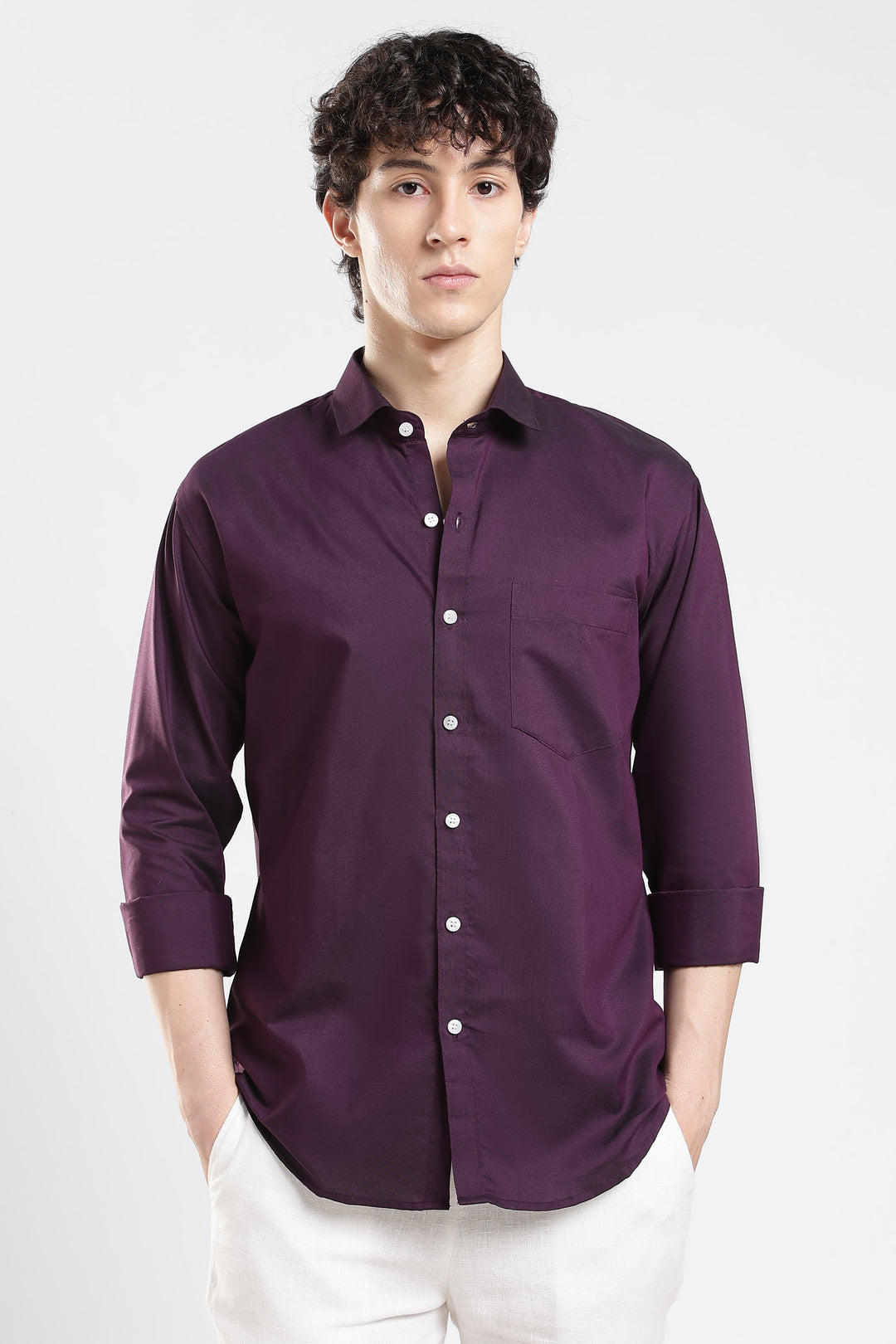 Wine full sleeve cotton shirt