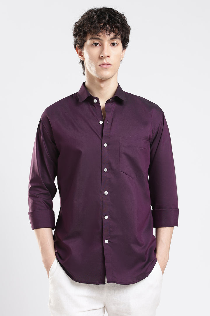 Wine full sleeve cotton shirt