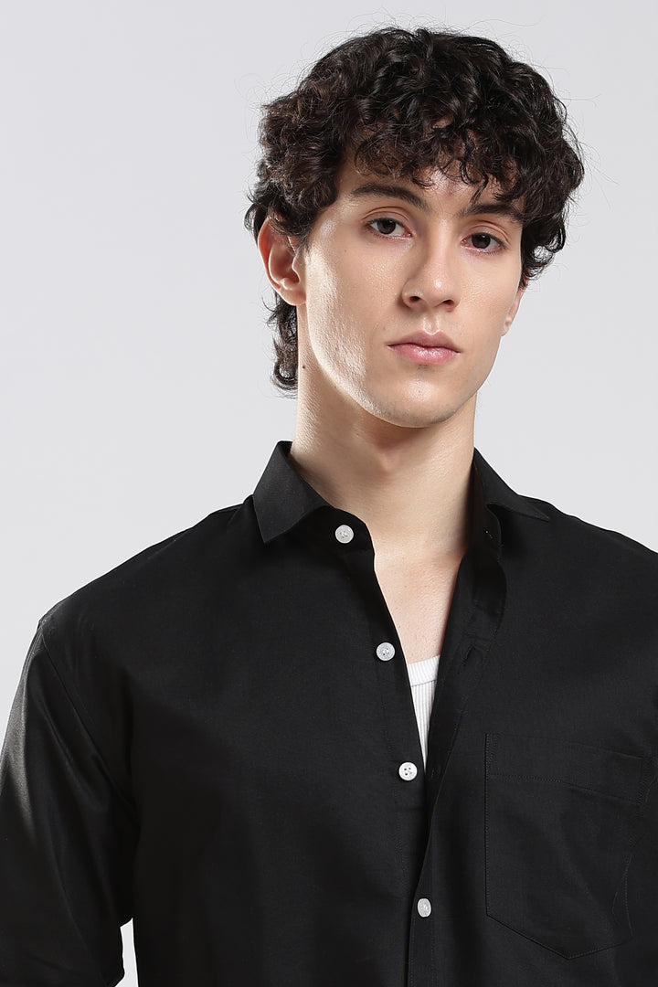 Black full sleeve cotton shirt