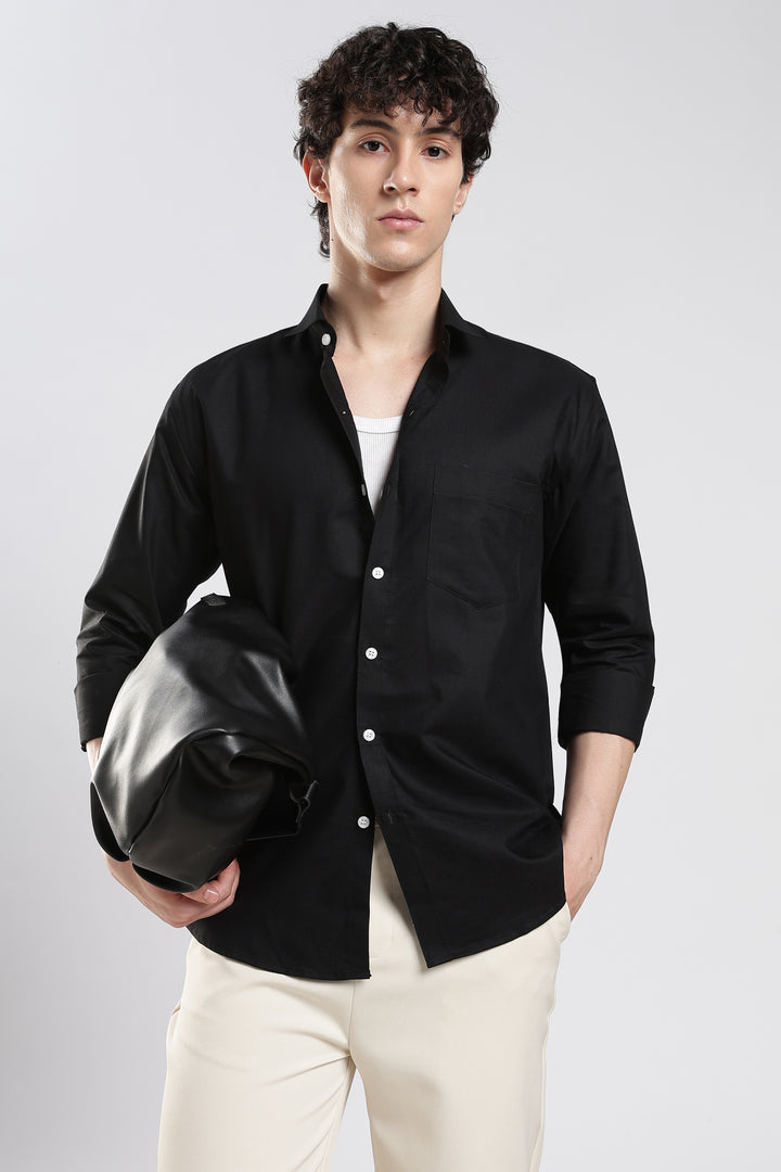 Black full sleeve cotton shirt