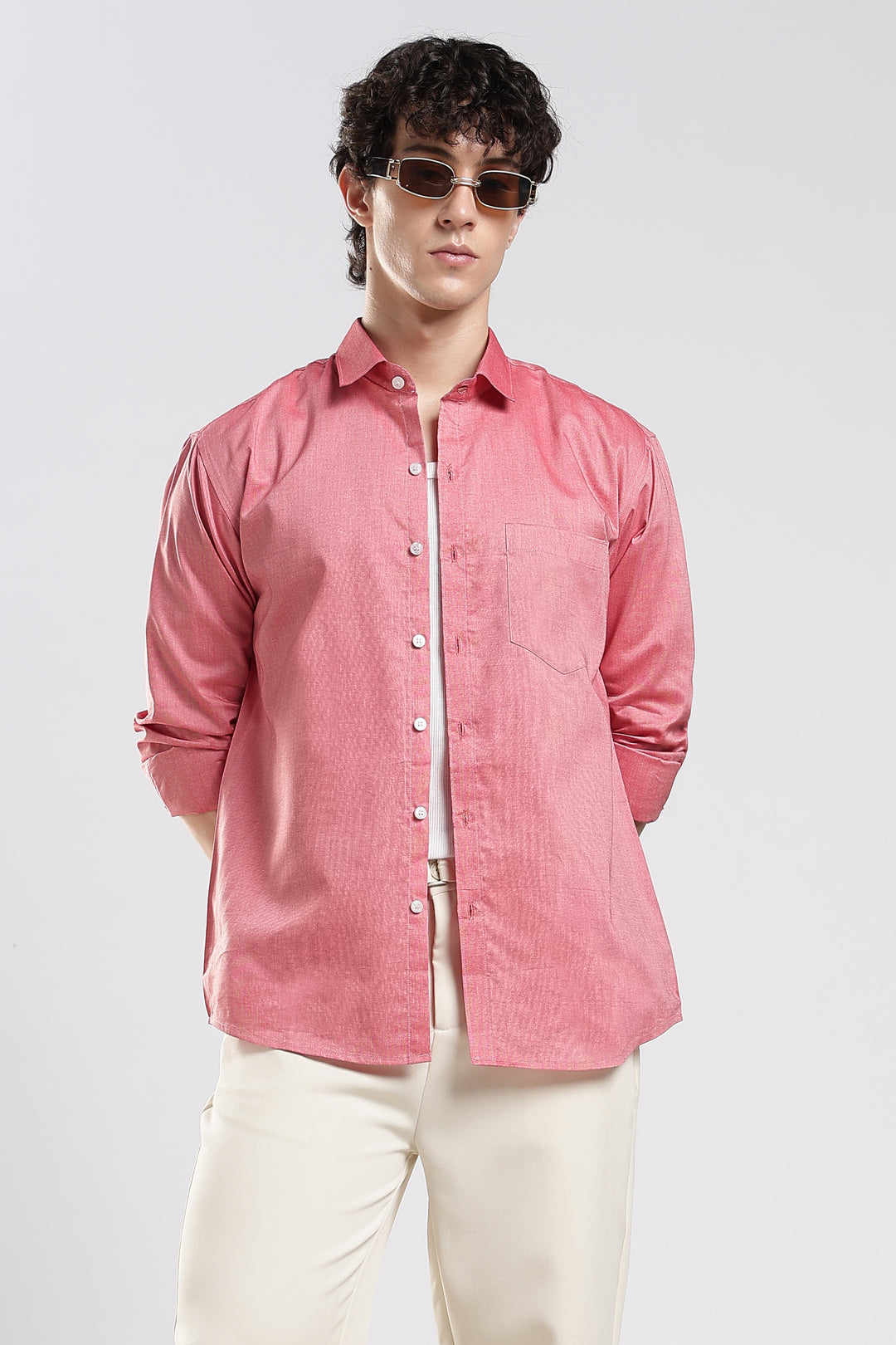 Pink full sleeve cotton shirt