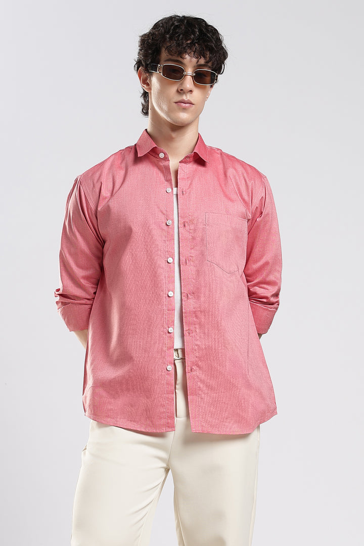 Pink full sleeve cotton shirt
