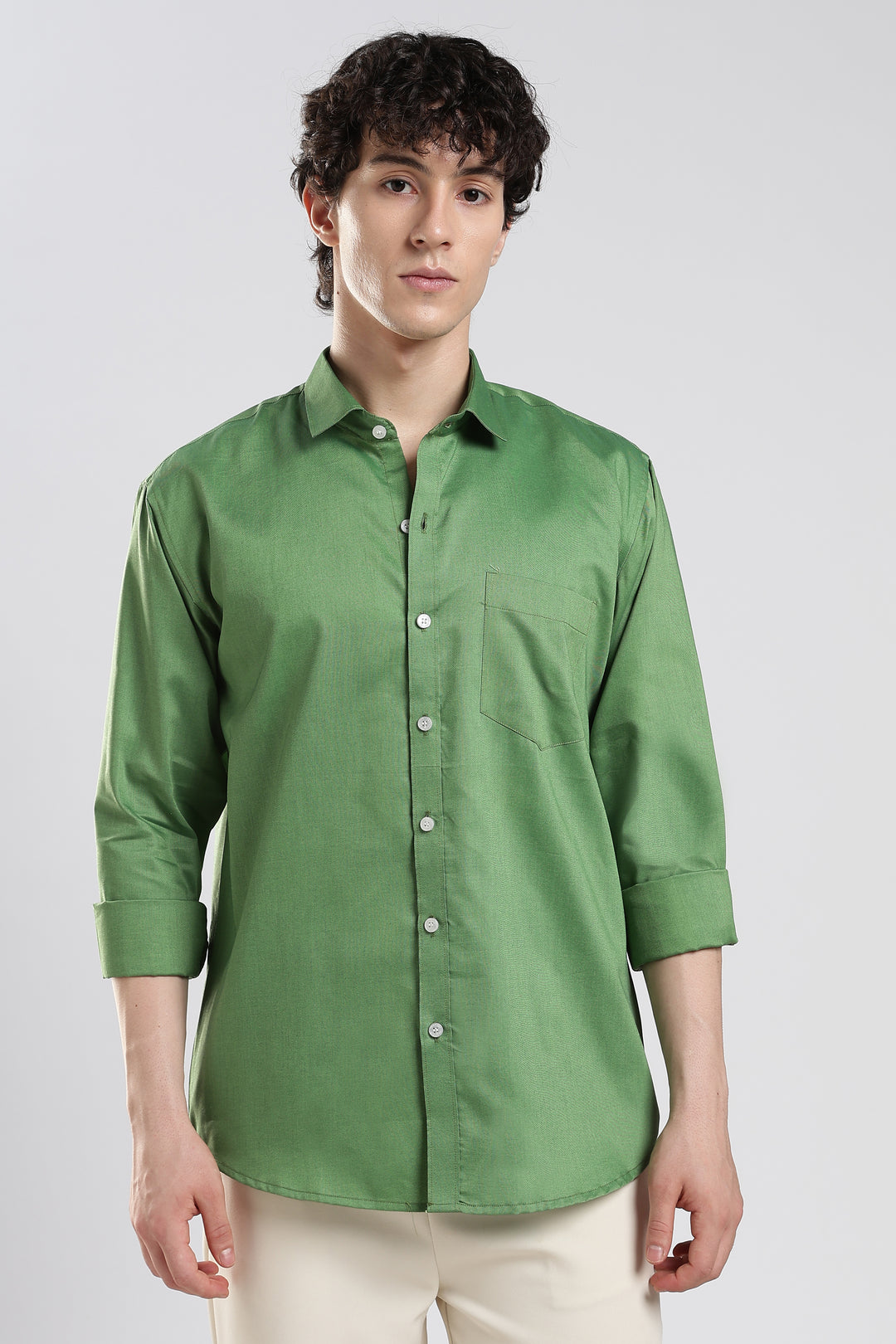Lightgreen full sleeve cotton shirt