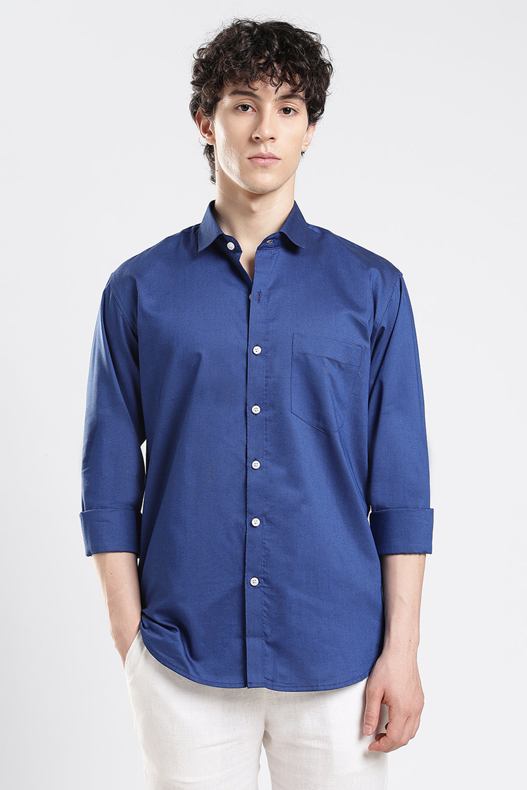 Blue full sleeve cotton shirt
