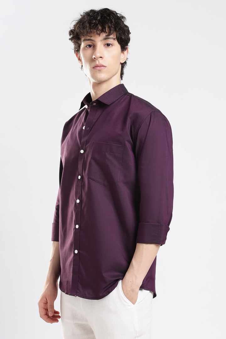 Wine full sleeve cotton shirt