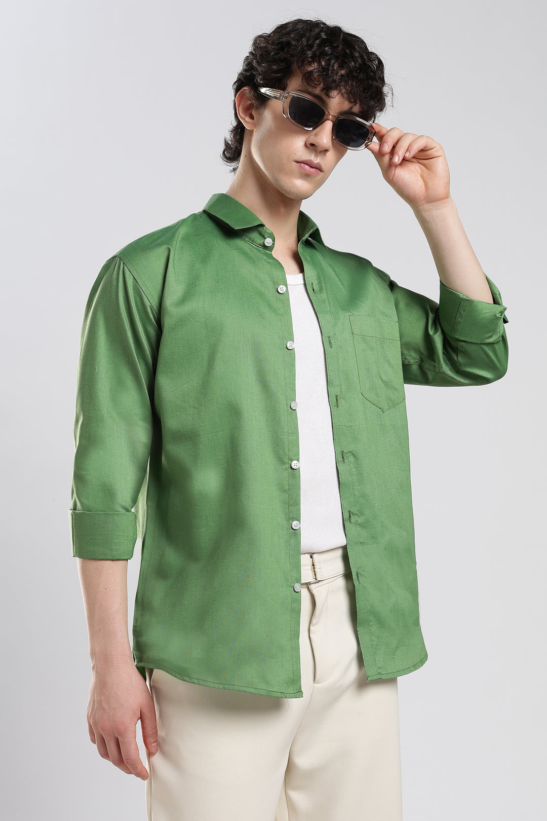 Lightgreen full sleeve cotton shirt