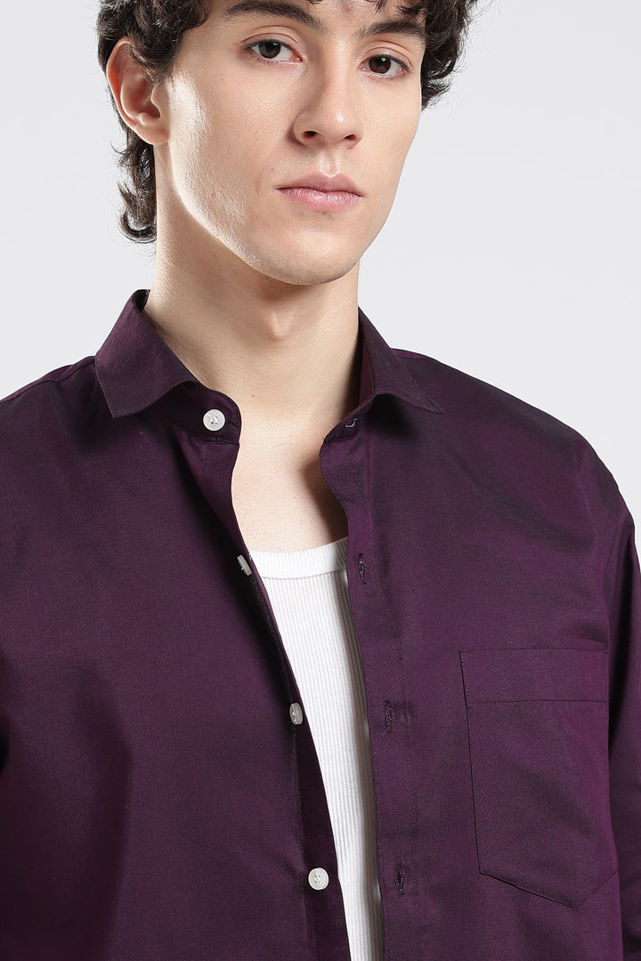 Wine full sleeve cotton shirt