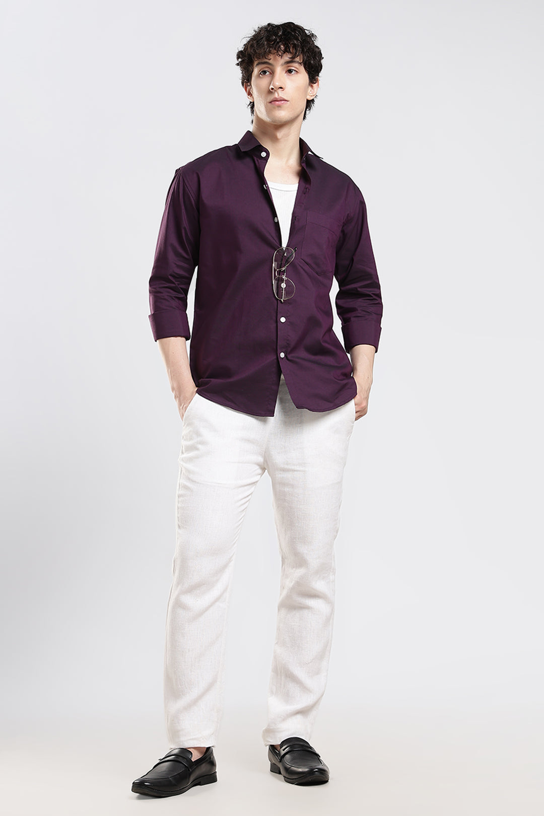 Wine full sleeve cotton shirt