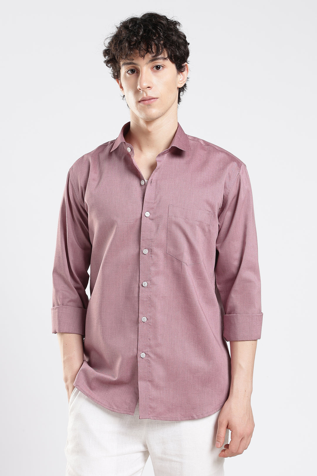Rose pink full sleeve cotton shirt
