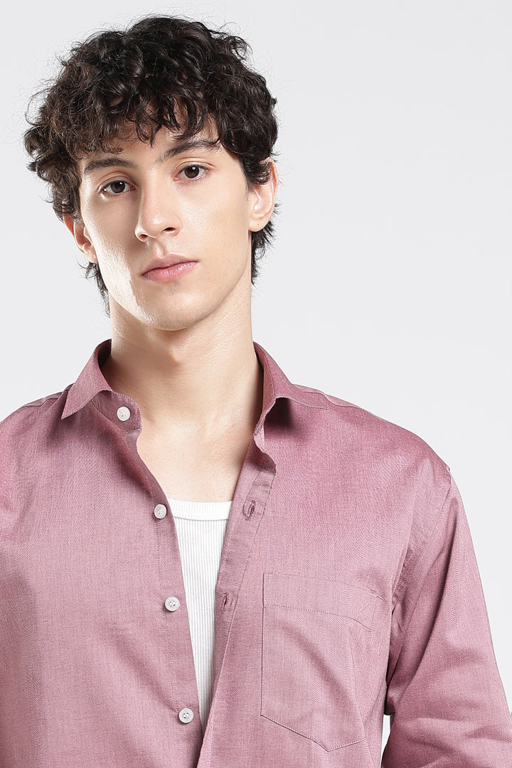 Rose pink full sleeve cotton shirt