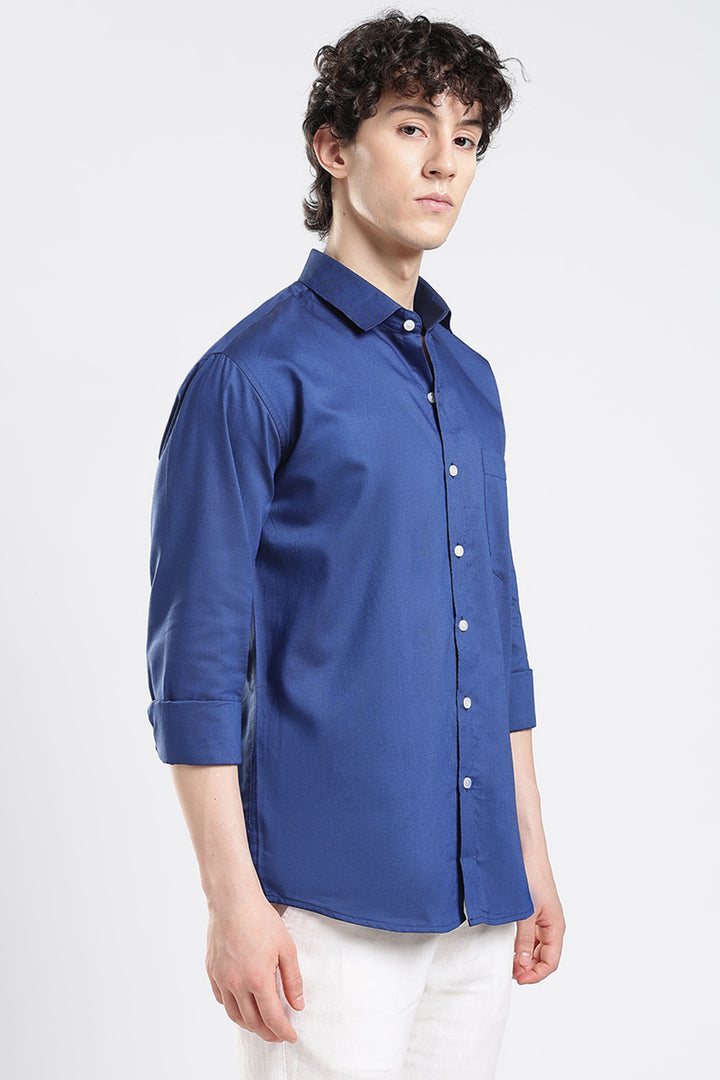 Blue full sleeve cotton shirt