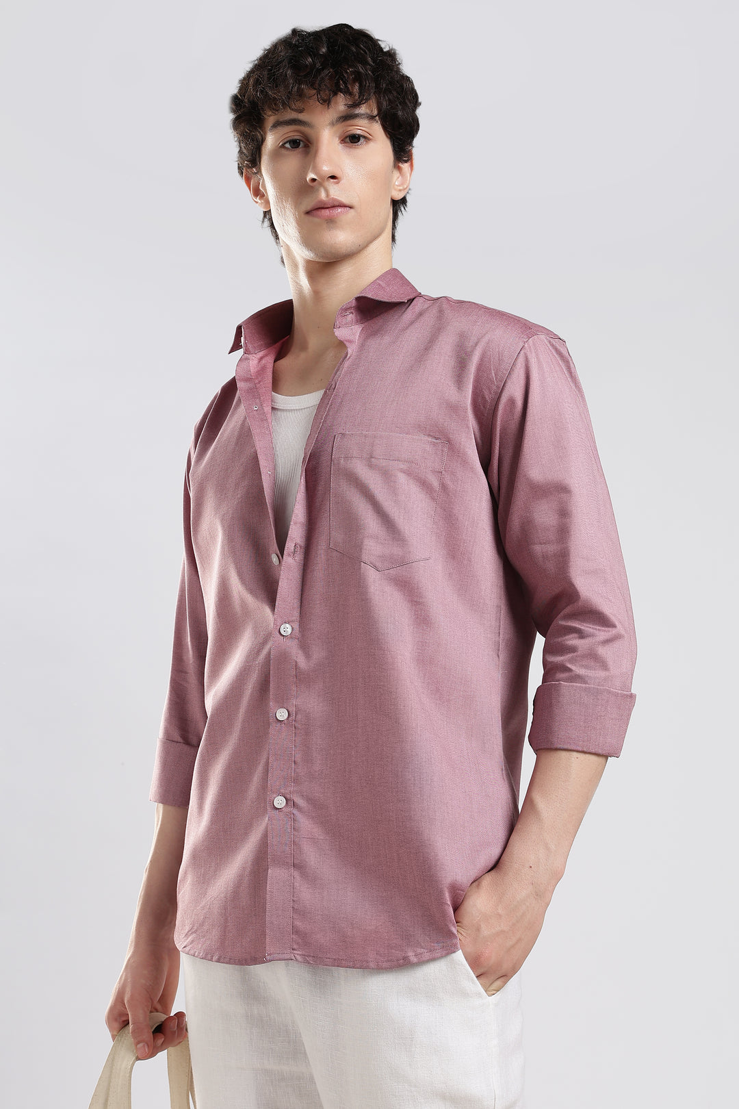 Rose pink full sleeve cotton shirt