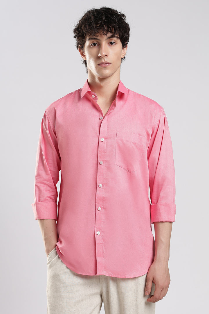 Baby pink full sleeve cotton shirt