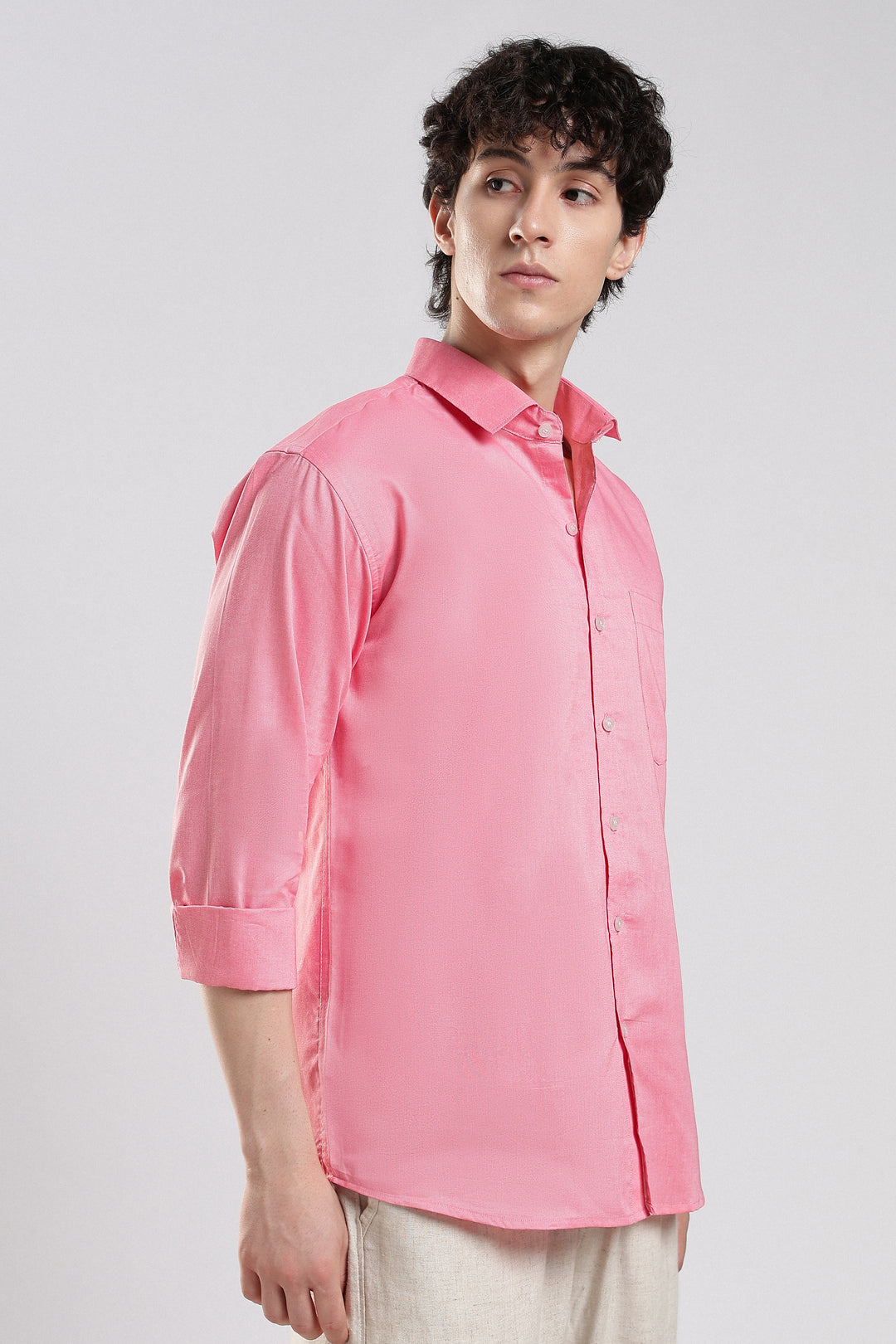Baby pink full sleeve cotton shirt