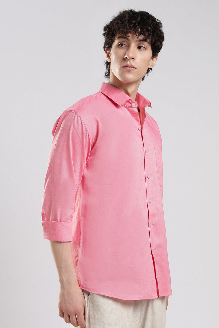 Baby pink full sleeve cotton shirt