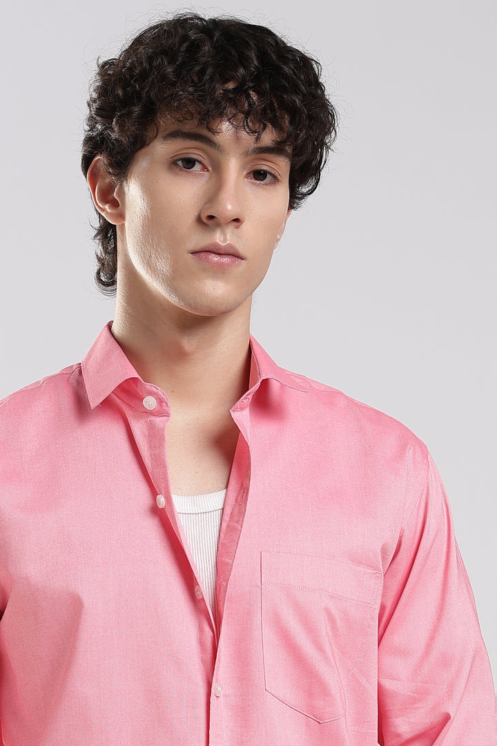 Baby pink full sleeve cotton shirt