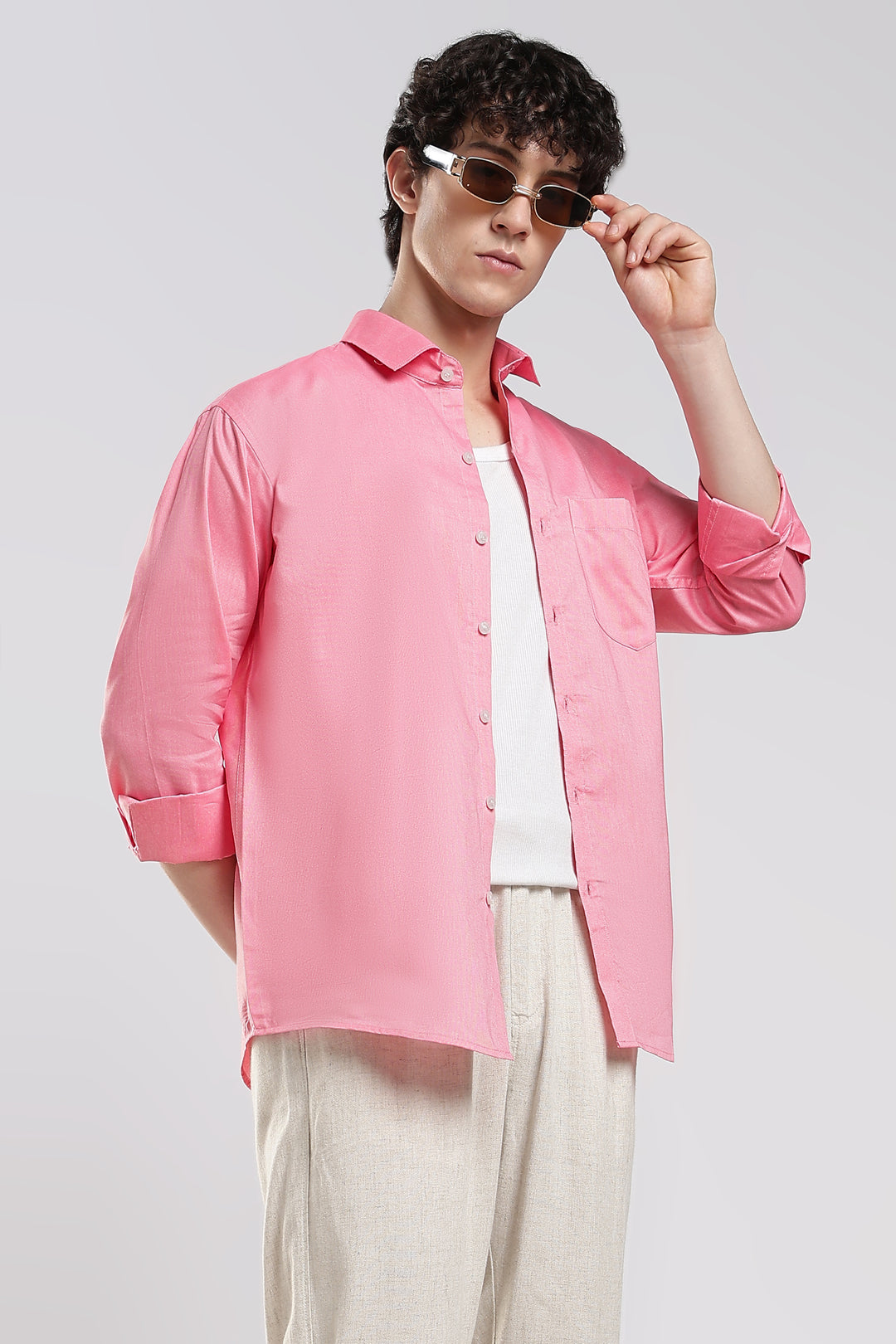 Baby pink full sleeve cotton shirt