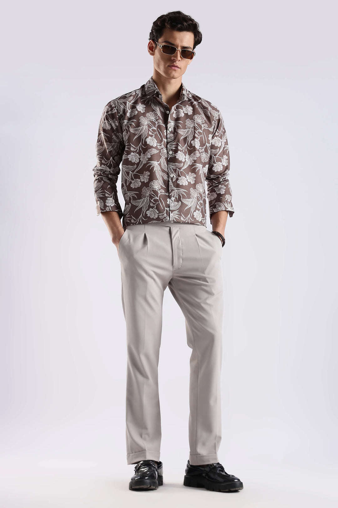 Brown printed full sleeve shirt