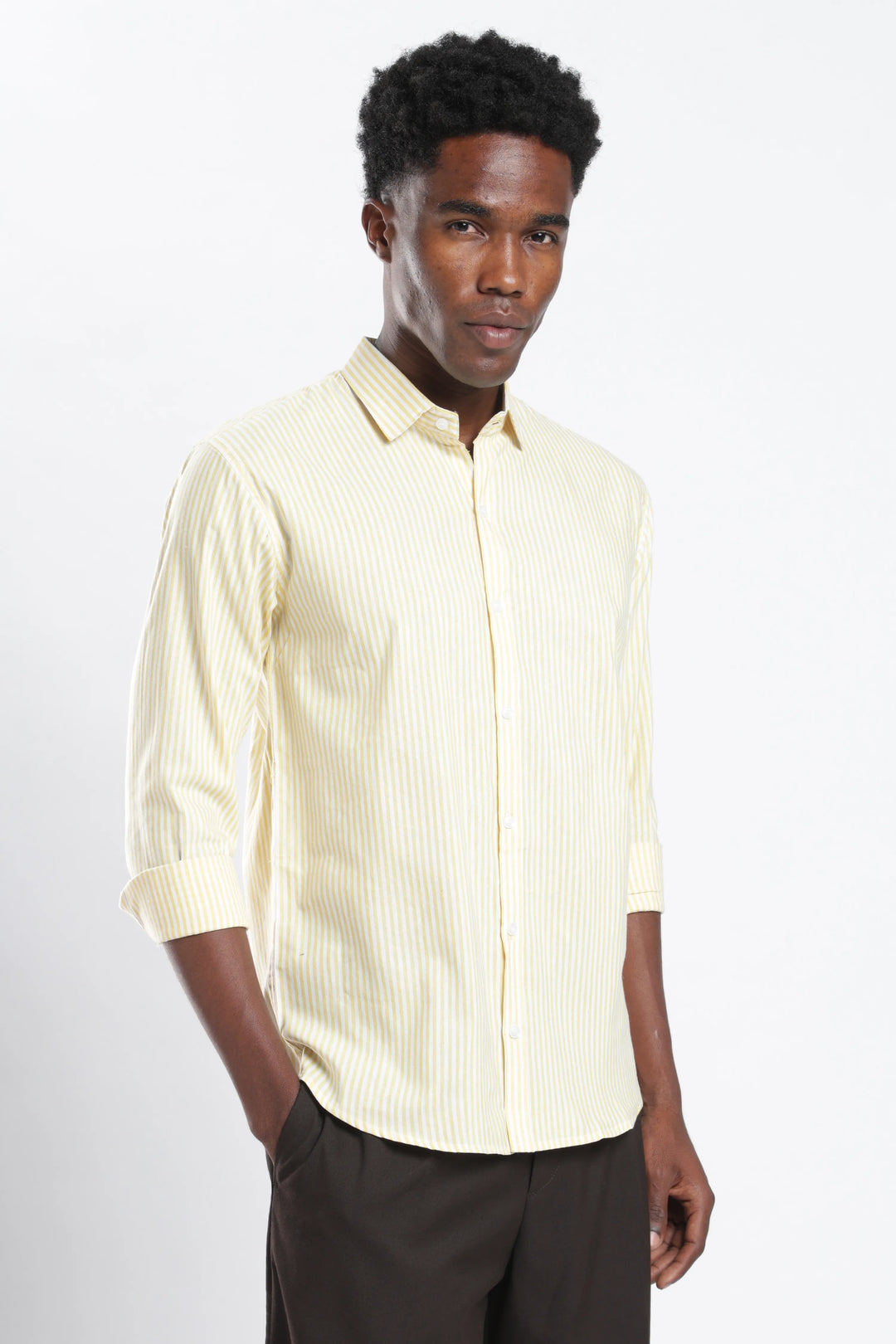 Lime stripe cotton shirt