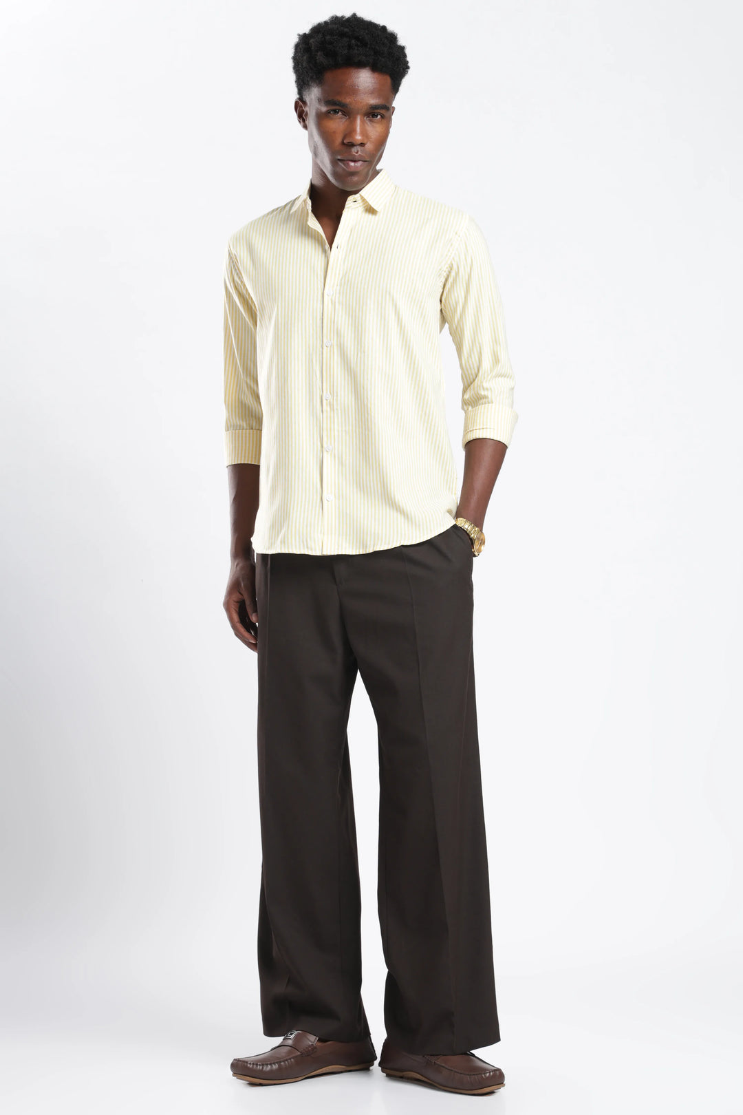 Lime stripe cotton shirt