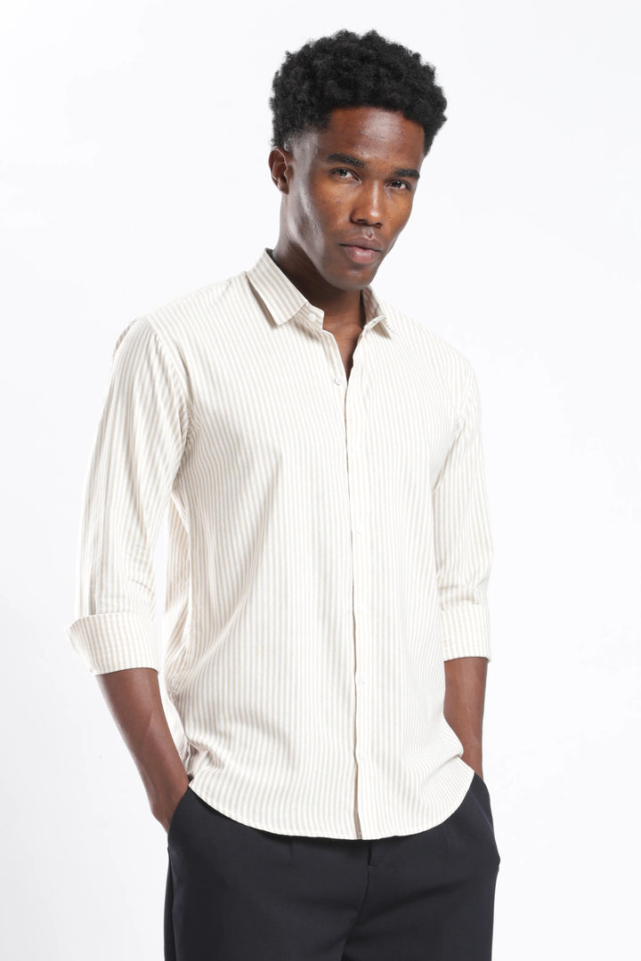 Caramel stripe cotton shirt