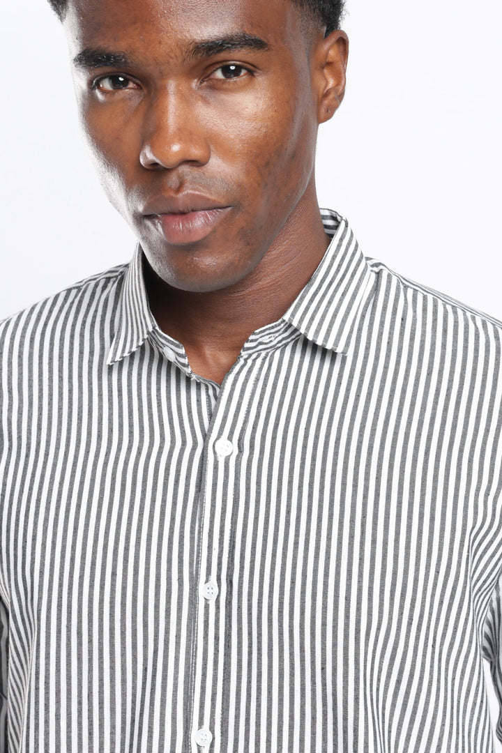Grey stripe cotton shirt