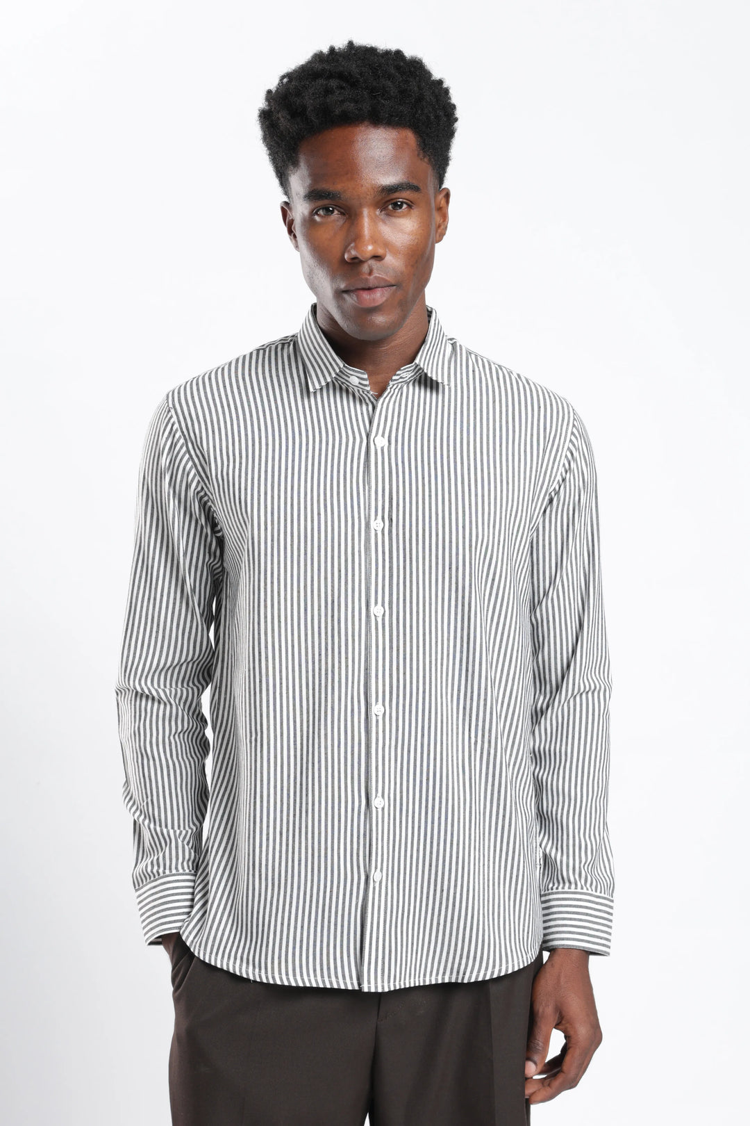 Grey stripe cotton shirt