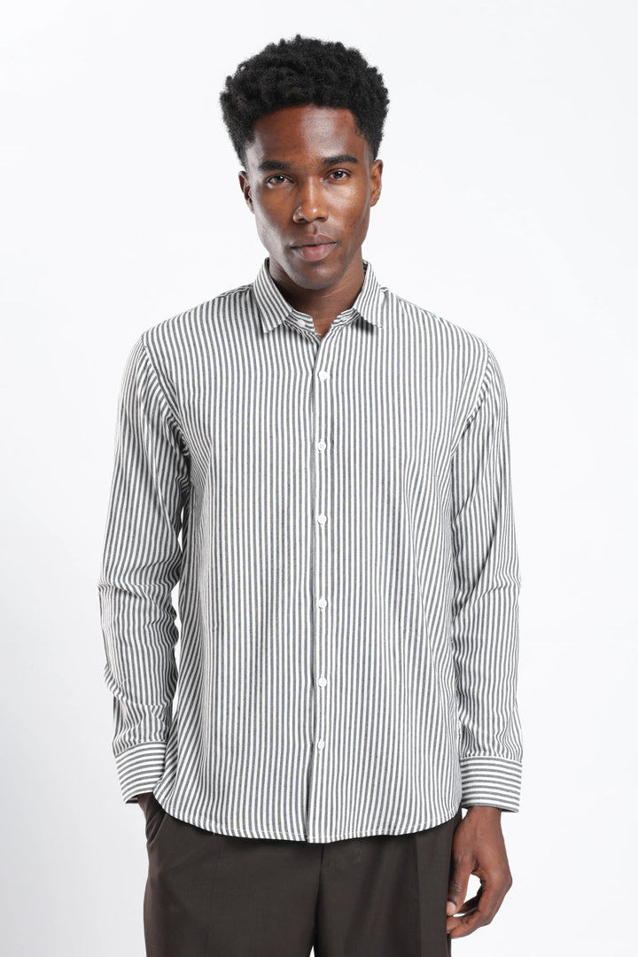 Grey stripe cotton shirt