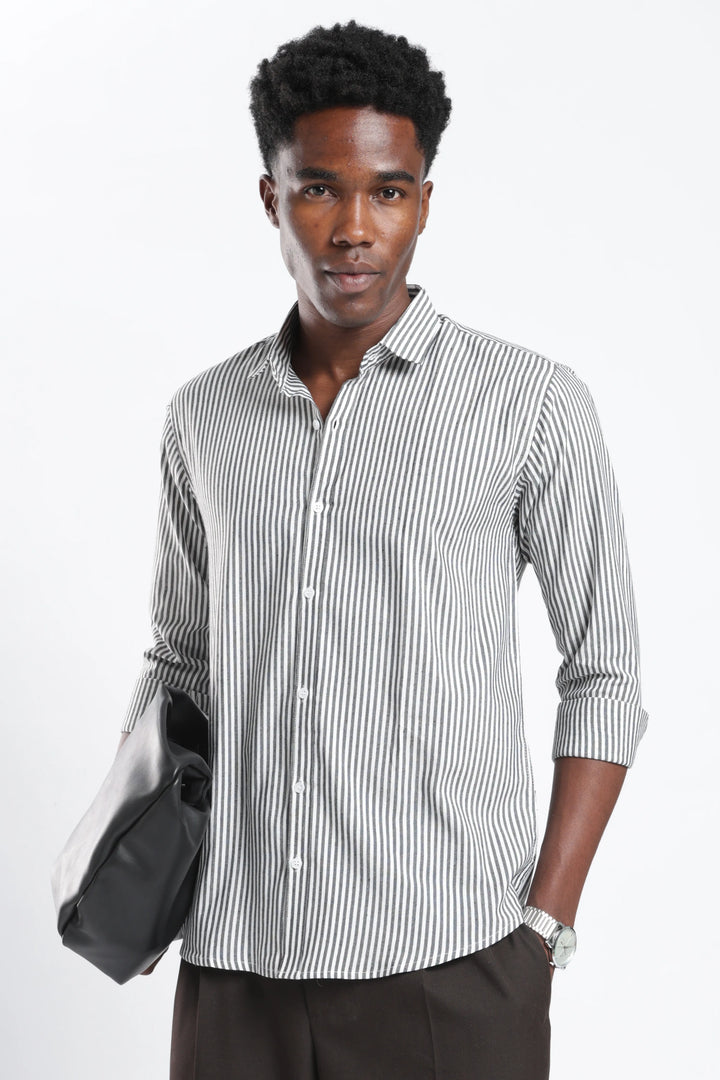 Grey stripe cotton shirt