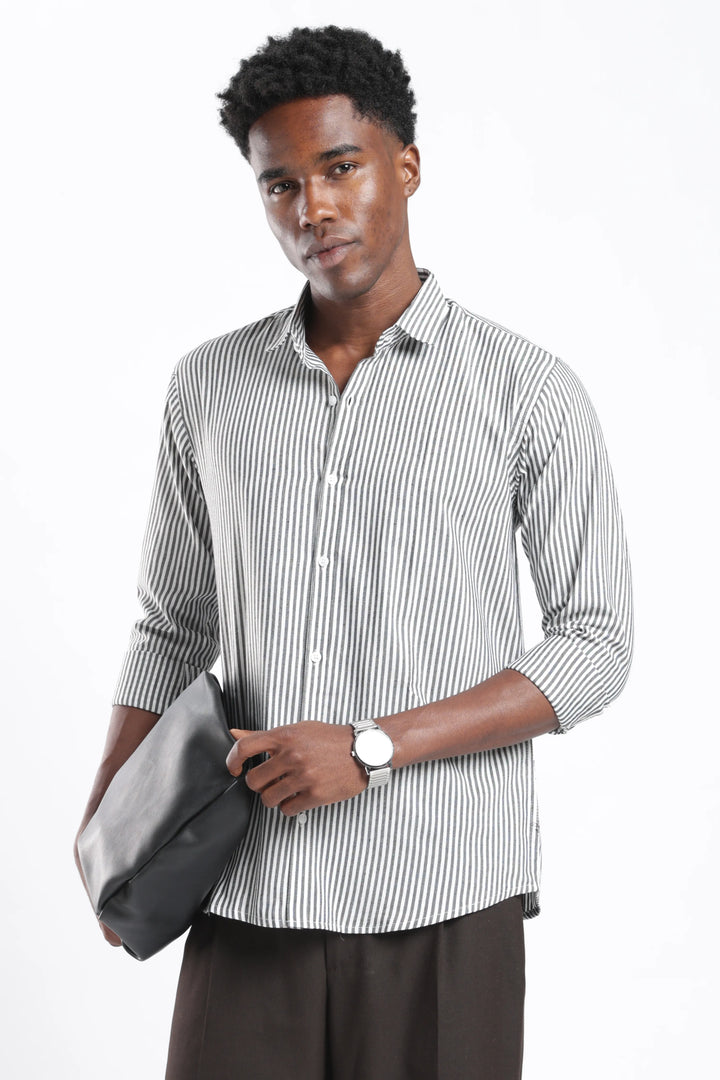 Grey stripe cotton shirt