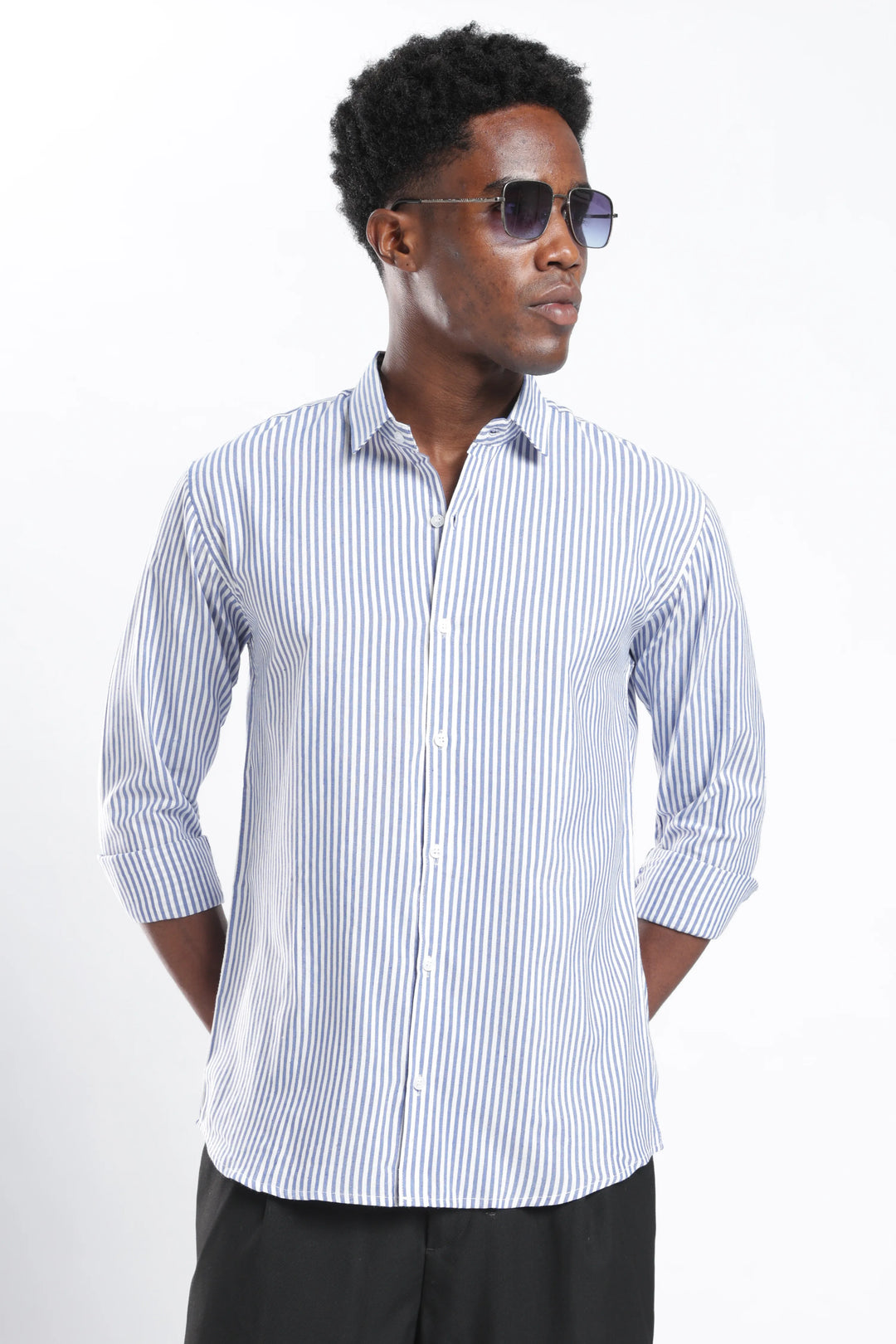 Blue stripe cotton shirt