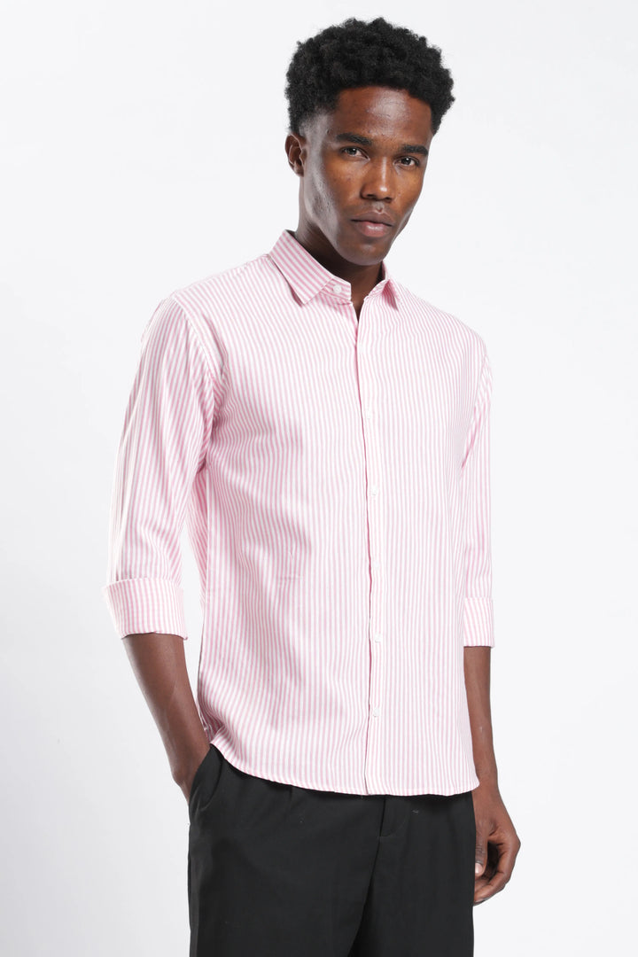 Pink stripe cotton shirt