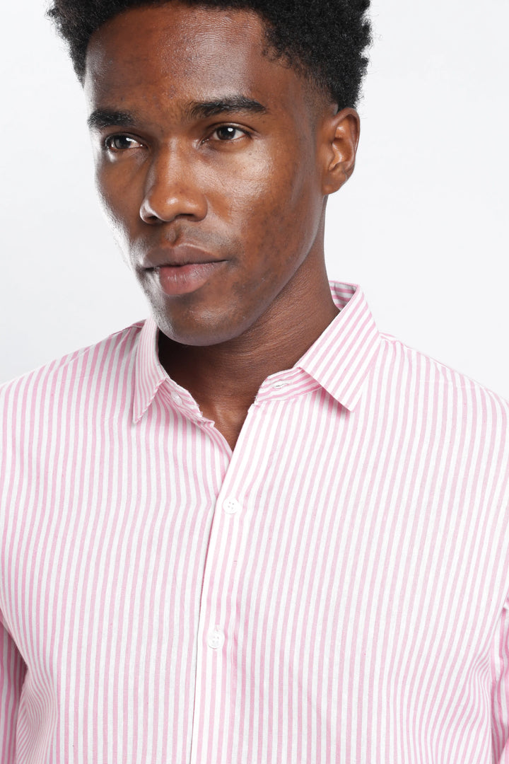 Pink stripe cotton shirt