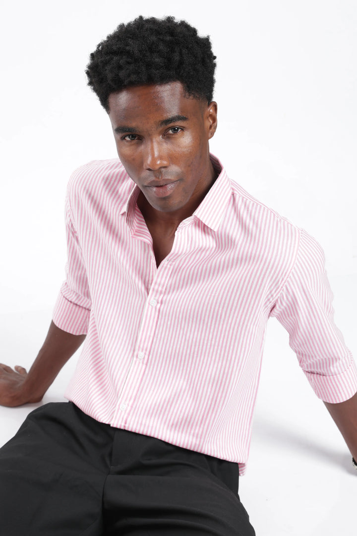 Pink stripe cotton shirt