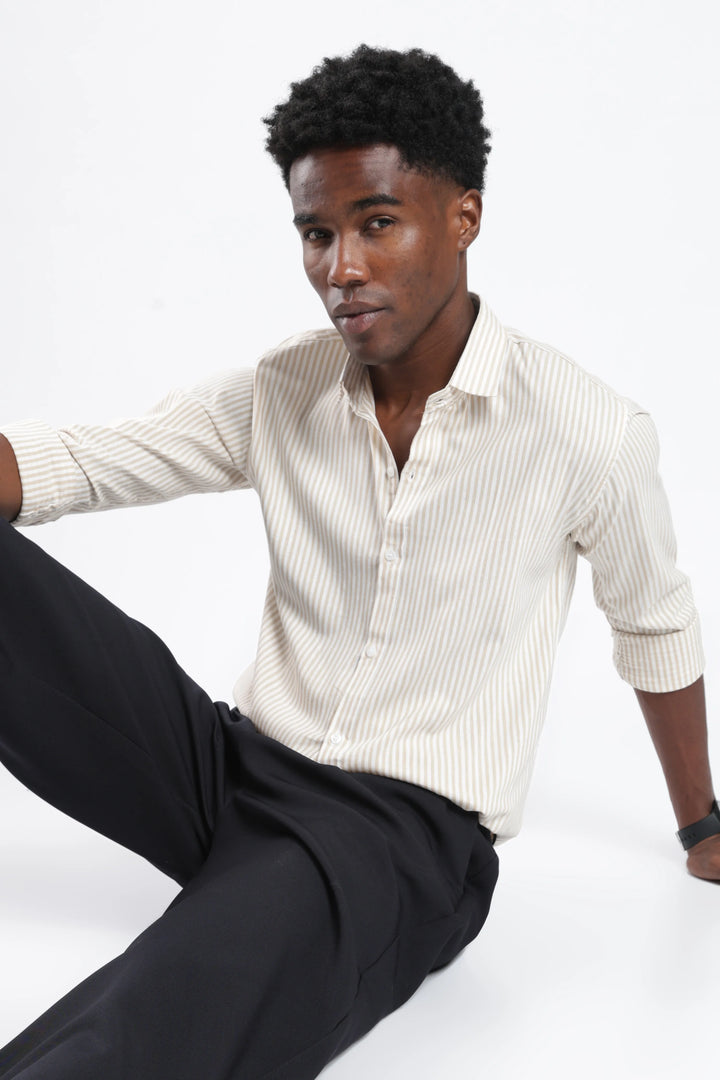 Caramel stripe cotton shirt