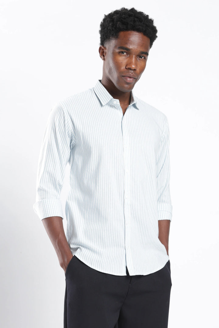 Sky stripe cotton shirt