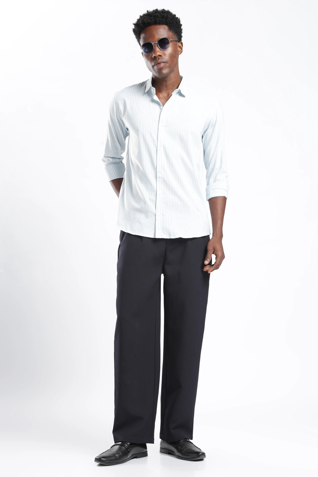 Sky stripe cotton shirt
