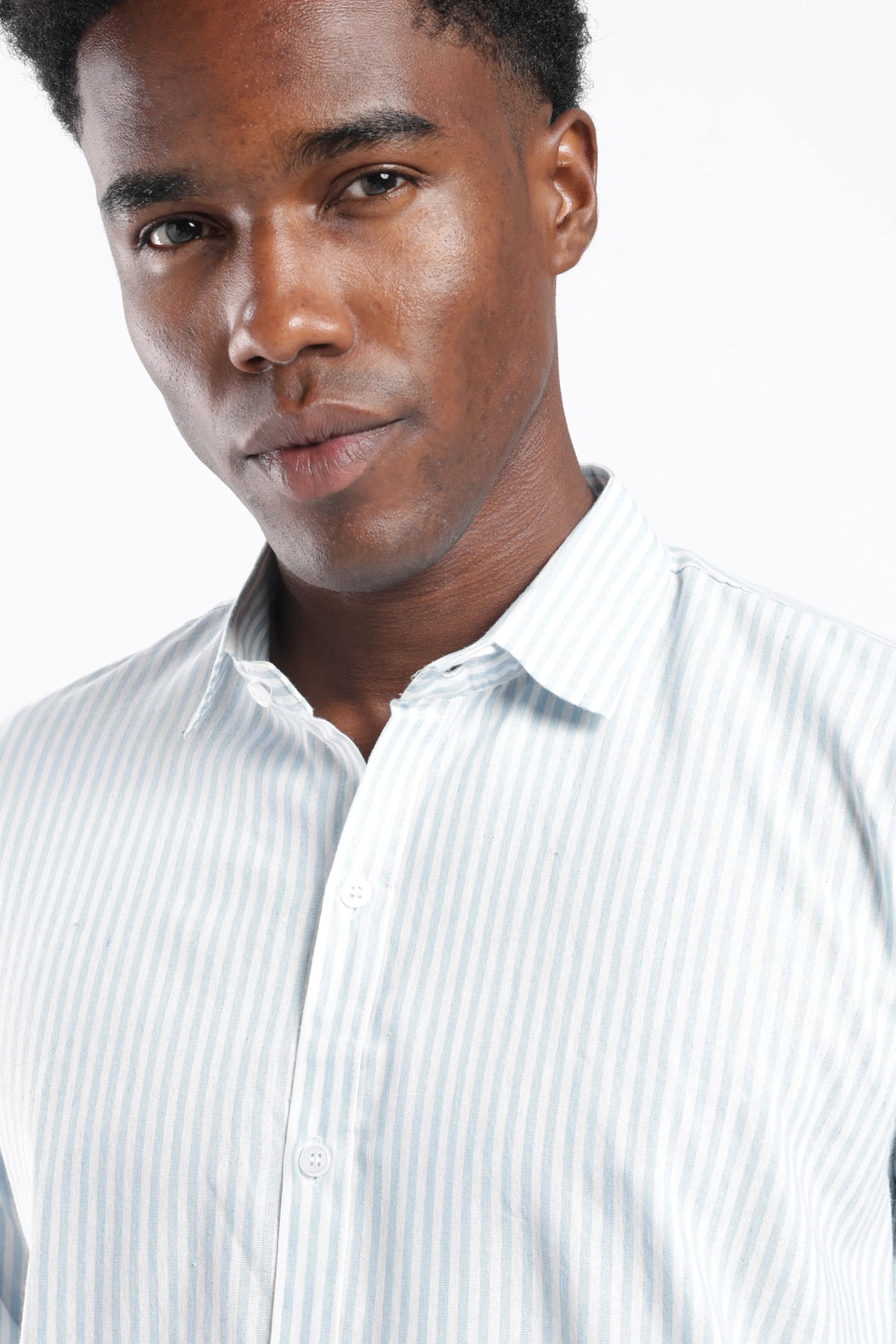 Sky stripe cotton shirt