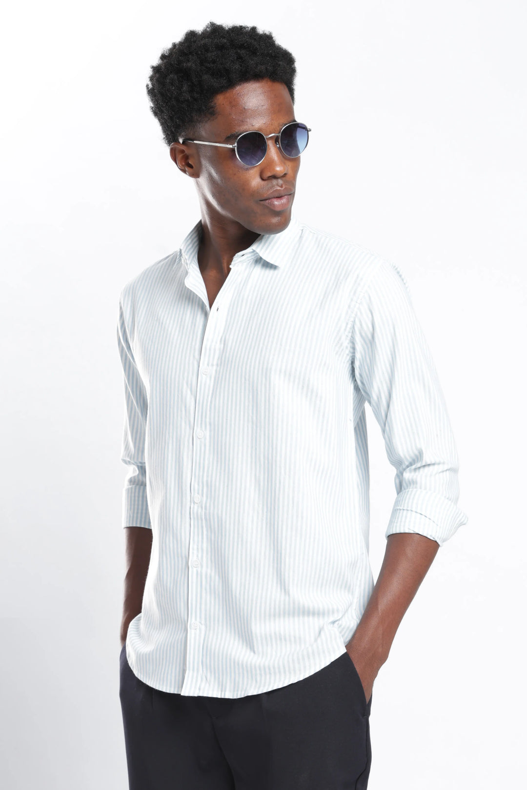 Sky stripe cotton shirt