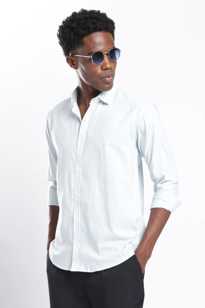 Sky stripe cotton shirt