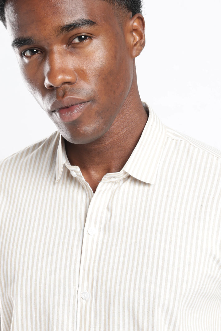 Caramel stripe cotton shirt