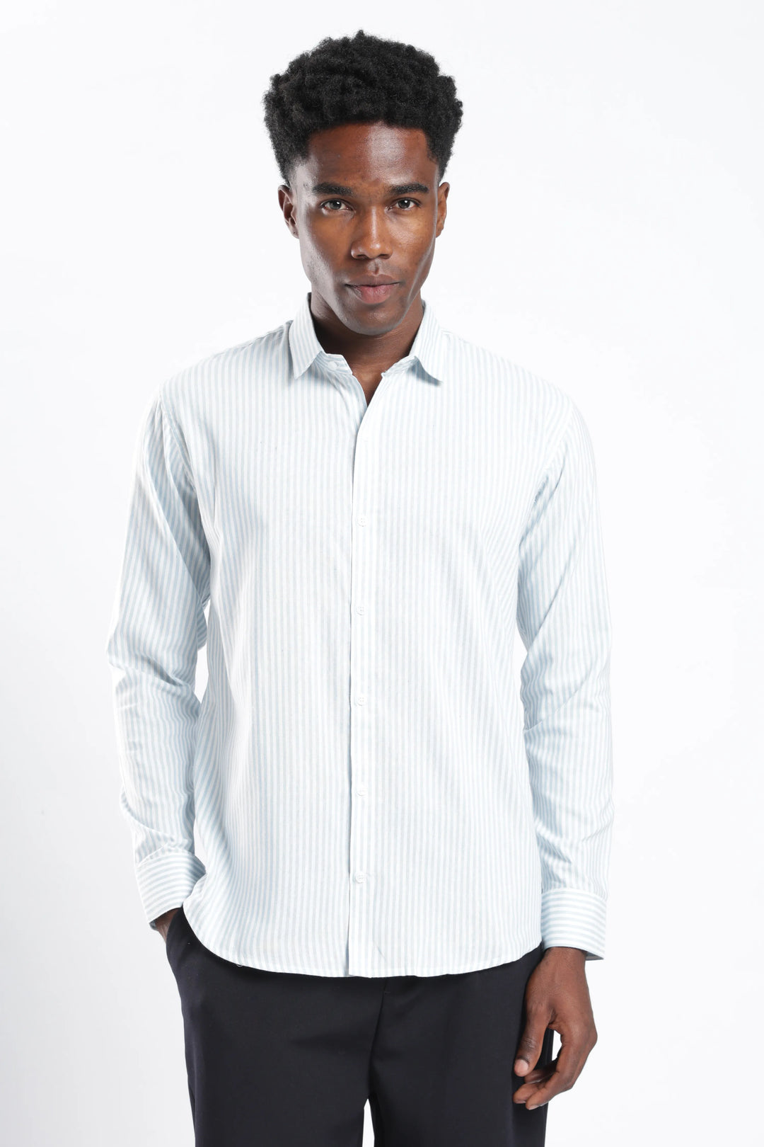 Sky stripe cotton shirt