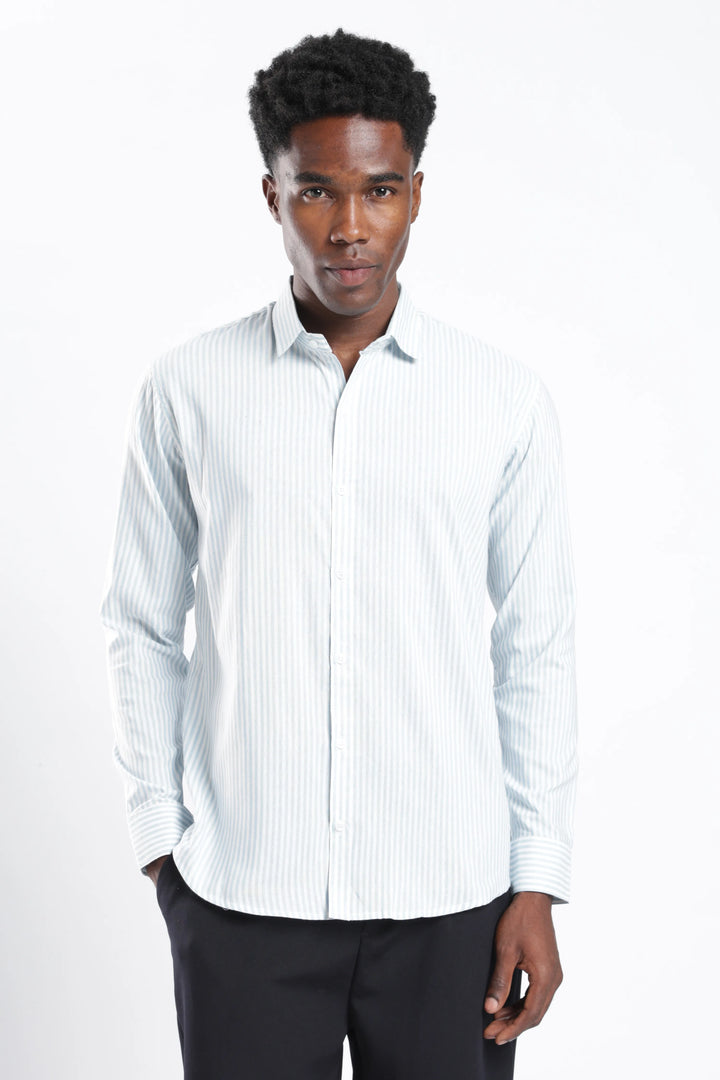 Sky stripe cotton shirt