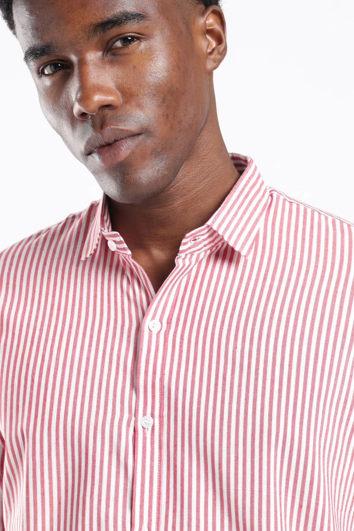 Red stripe cotton shirt