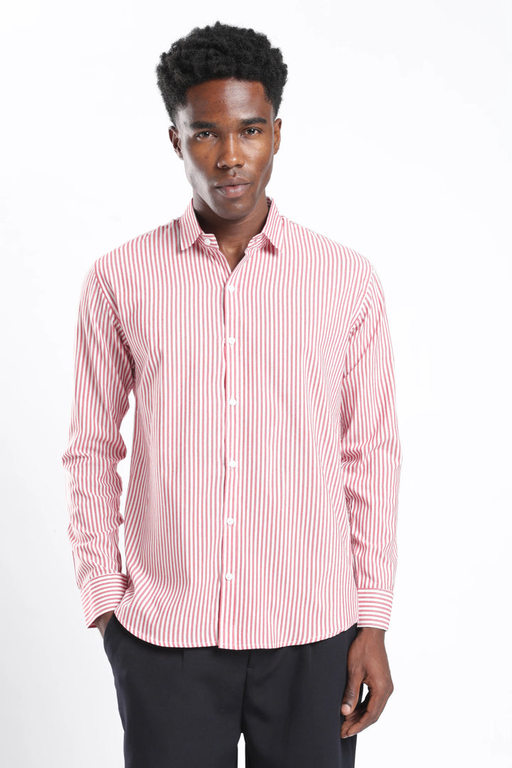Red stripe cotton shirt