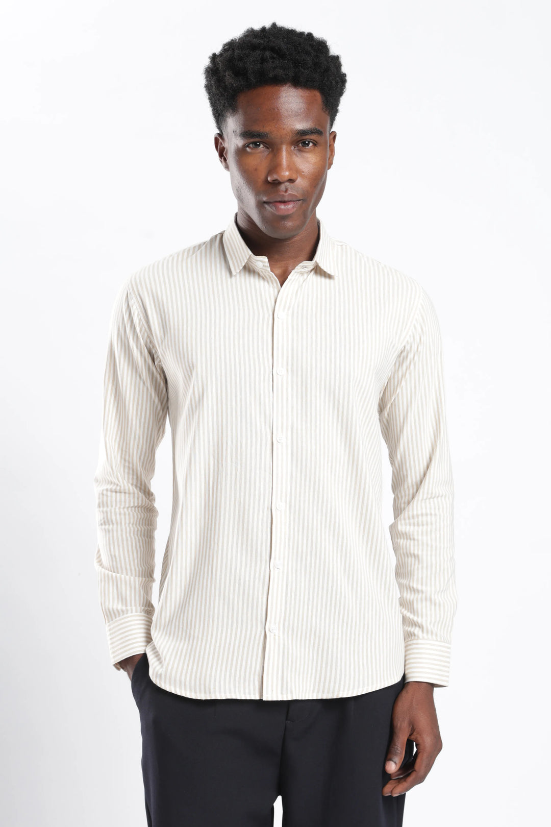 Caramel stripe cotton shirt