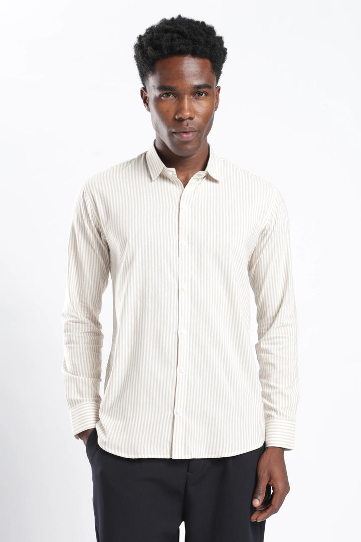 Caramel stripe cotton shirt