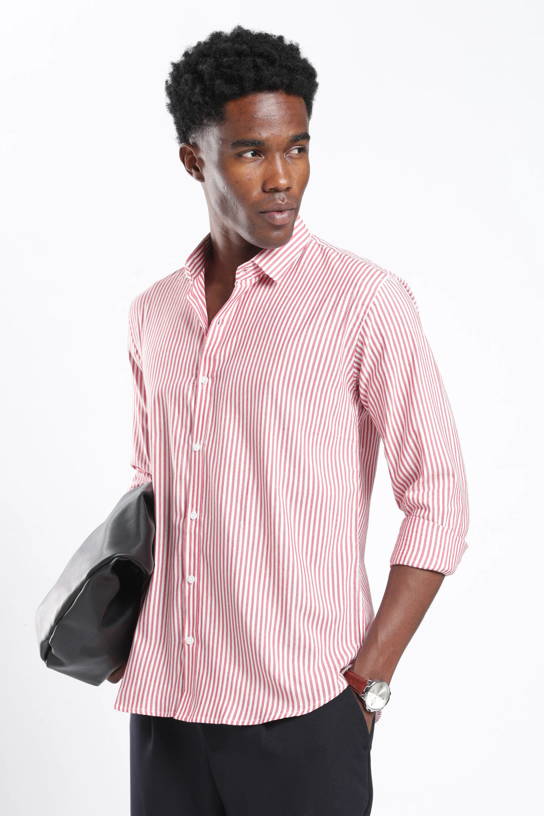 Red stripe cotton shirt